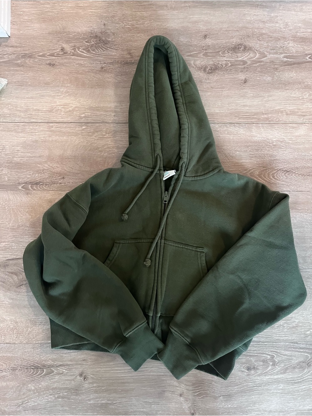 TNA Olive Green Zip-Up Sweatfleece Hoodie - Cozy Fleece Boyfriend Fit size S